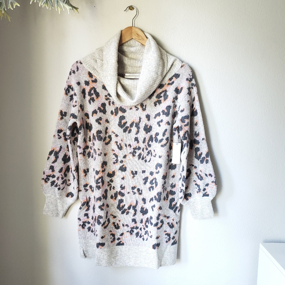 Anthropologie | Emmy Cowl Neck Leopard Print Tunic Sweater - Picture 12 of 16